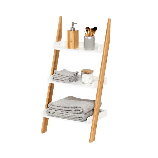 Honey Can Do International 3 Tier Leaning Bathroom Ladder Shelf, White