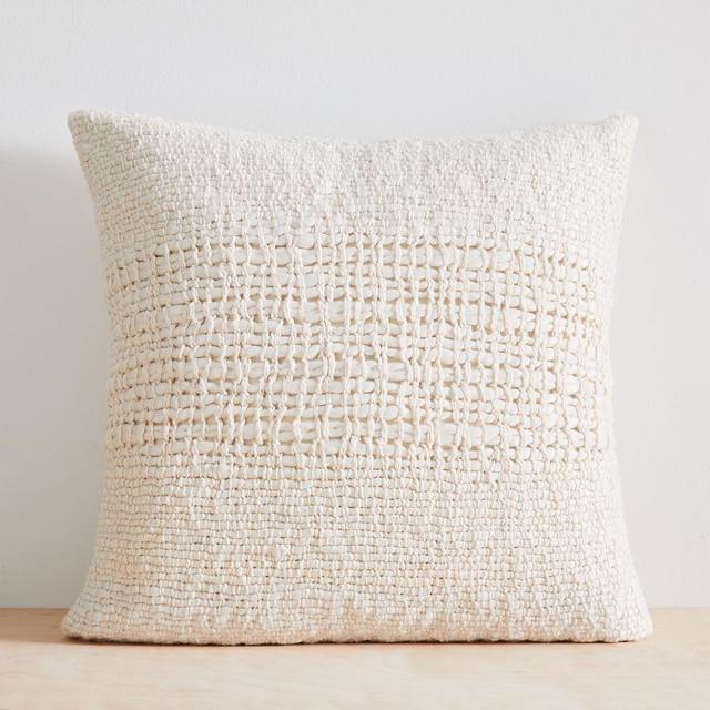 Cozy Weave Pillow Cover, 24"x24", Stone White