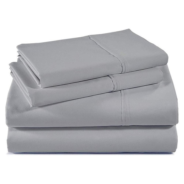 Shreem Linen Bed Linen Set - Giza Cotton Queen Sheets (400 Thread Count, Light Grey, 4 Pieces)