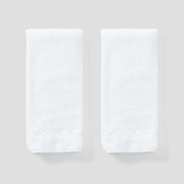Wave Embroidered Hand Towels (pair)