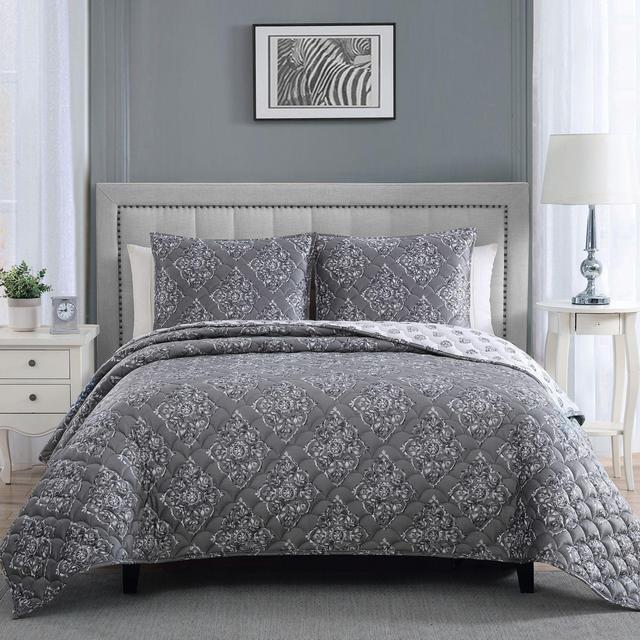 Therapedic® 14 lb. Weighted 3-Piece Reversible King Quilt Set in Grey