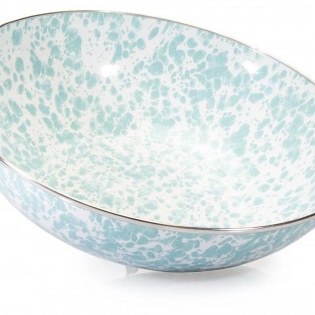 Golden Rabbit Enamelware Sea Glass Swirl Catering Bowl or Serving Bowl