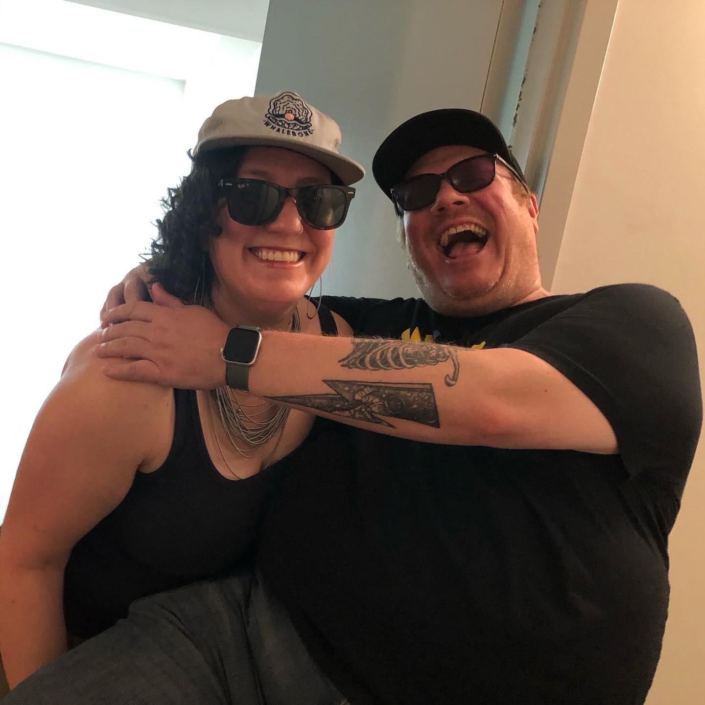 Ruthie carrying Robert over the threshold of our new apartment!