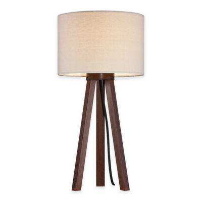 Tripod Table Lamp in Walnut with Linen Shade