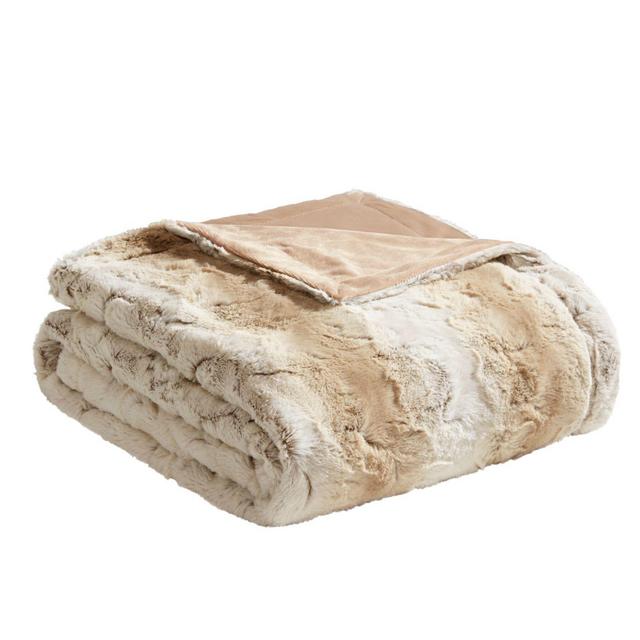Madison Park Zuri Oversized Faux Fur Throw in Sand