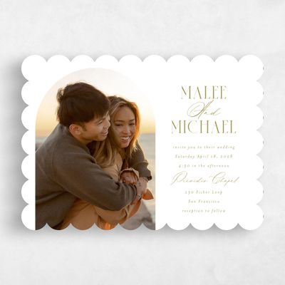Green Scalloped Wedding Invitation - Portsmouth Arch