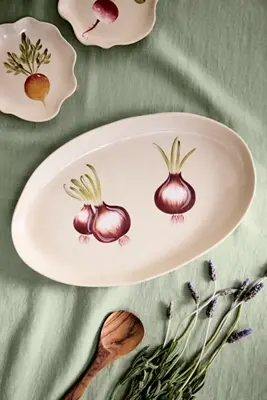 Red Onion Stoneware Serving Platter