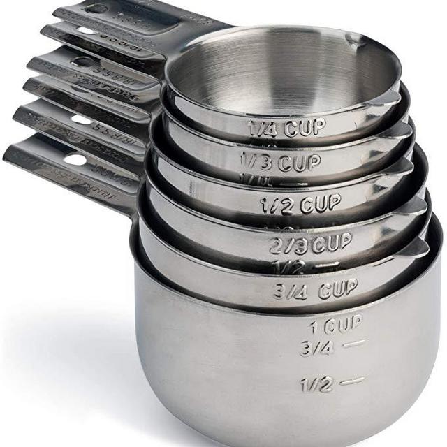 Hudson Essentials Stainless Steel Measuring Cups Set - 6 Piece Stackable Set with Spout