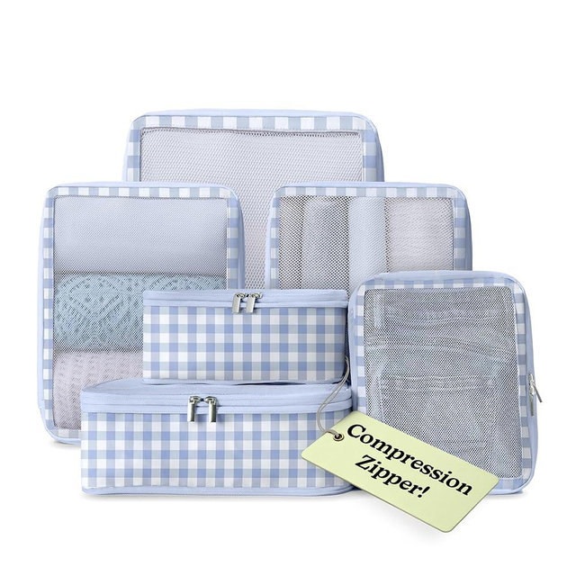 Vandel Space-Saving Compression Packing Cubes for Women, Men, 6-Pack Compressible Carry On Suit Case Organizer Luggage Packing Cubes for Travel Compression Organizer Bags for Luggage, Suitcase Cube