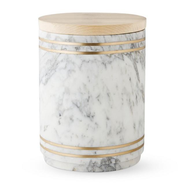 White Marble and Gold Canister, Medium