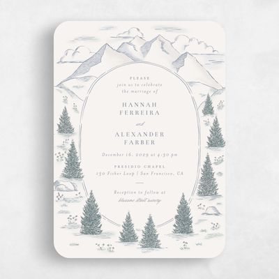 Grey Rounded Wedding Invitation - Auburn Portrait