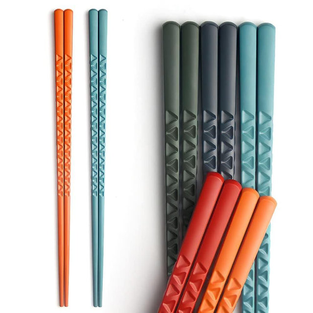 Chopsticks, YFWOOD 5 Pairs Fiberglass Chopsticks - Reusable Multicolor Chop Sticks,Dishwasher Safe, Non-Slip,Japanese style-9.5 Inch