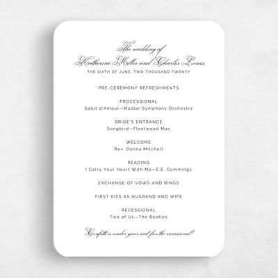 Black Rounded Wedding Program - Arthur Letterpress