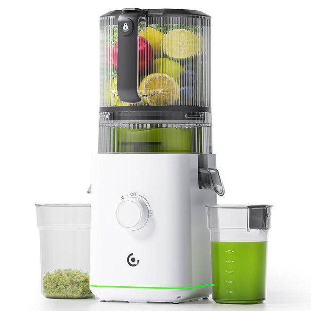 VANDISELL Juicer Machines, 3-in-1 Cold Press Juicer with 6.5" Large Feed Chute for Whole Fruits & Vegetables, 100oz Large Capacity for Family Use, Easy to Clean, White