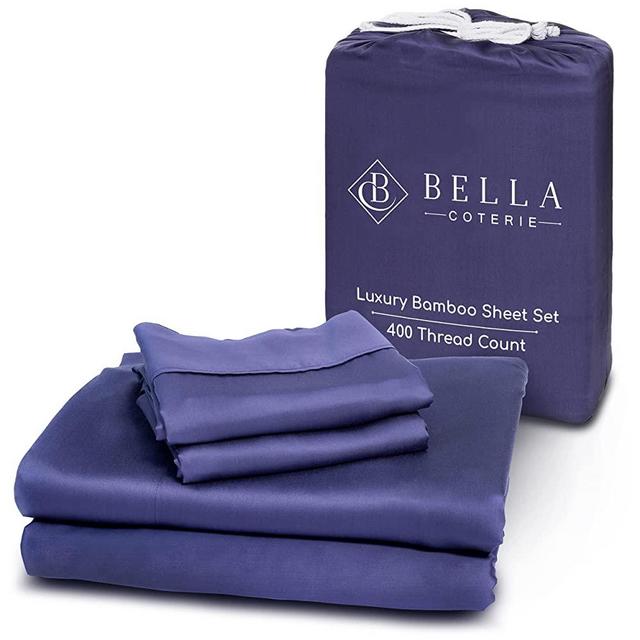 Bella Coterie Luxury Bed Sheet Set | 100% Organically Grown Bamboo Viscose | Ultra Soft and Cooling Better Than Cotton or Silk | 2 Pillowcases, Flat, and Extra Deep Fitted Sheet [King, Twilight Blue]