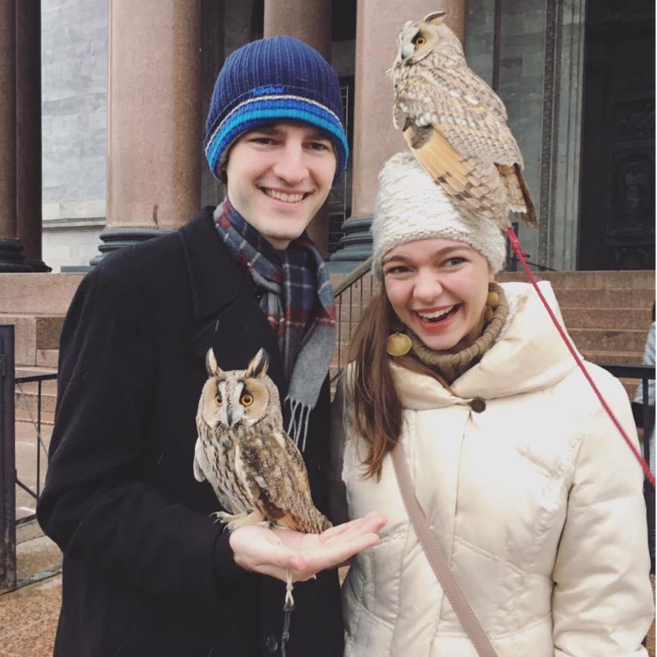A winter visit to St. Petersburg, one of two trips the couple has made to Russia. 2016.