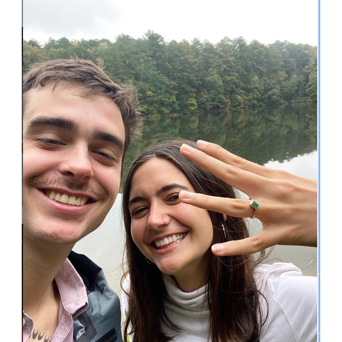 We got engaged next to the lake where we are getting married!