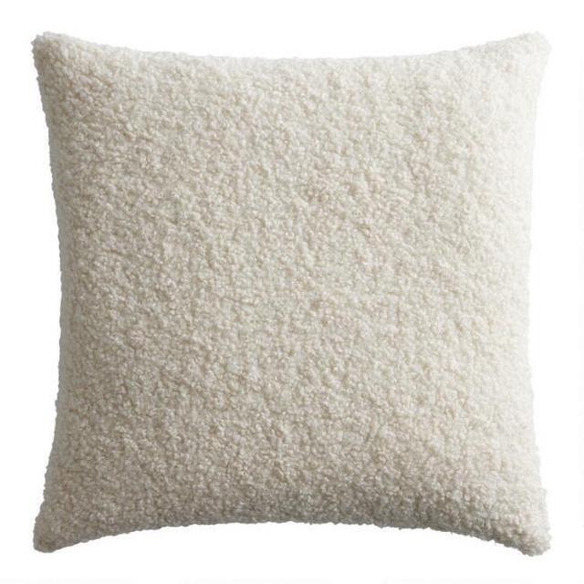 Oversized Ivory Textured Boucle Throw Pillow