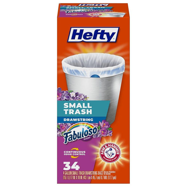 Hefty Small Trash Bags, Fabuloso Scent, 4 Gallon, 34 Count