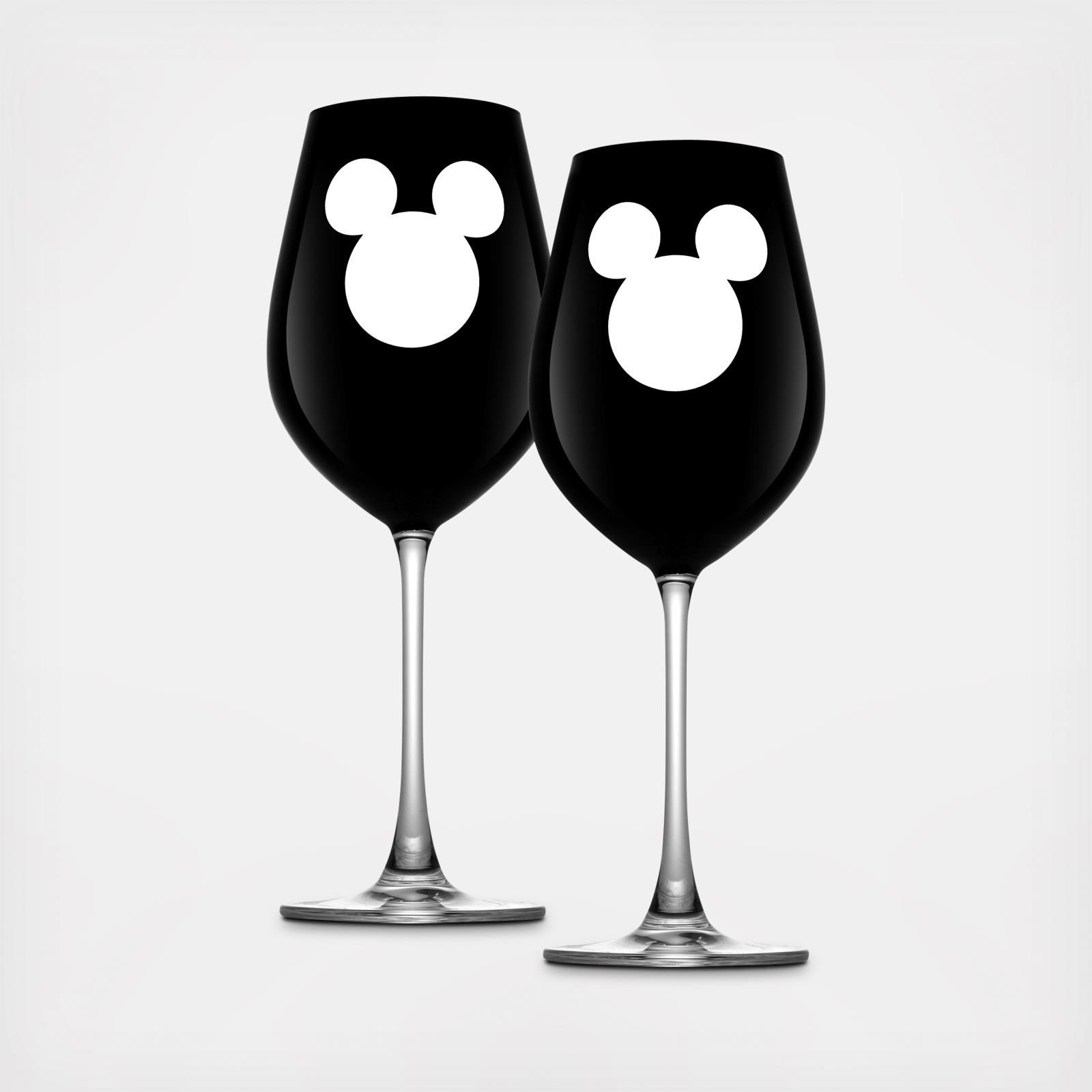 JoyJolt, Disney Geo Picnic Mickey Mouse Stemless Wine Glass, Set of 4 - Zola