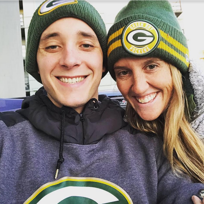 Pat's favorite photo of him and Allie. Go Pack Go.