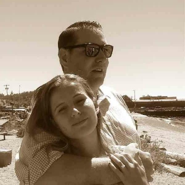On Edmonds beach with friends after service.