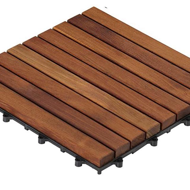 Bare Decor EZ-Floor in Solid Teak Wood, 1 Tile ONLY, Long Slat