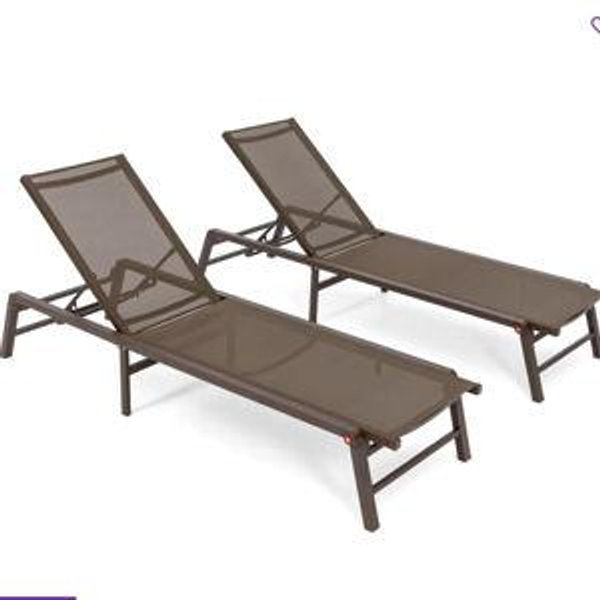 FHVIT Assemble-Free Chaise Lounge Outdoor, Aluminum Outdoor Chaise Lounge Set of 2 , Patio Lounger Poolside Lay Flat Sunbathing Adjustable Backrest Pool Lounge Chair & Reviews | Wayfair