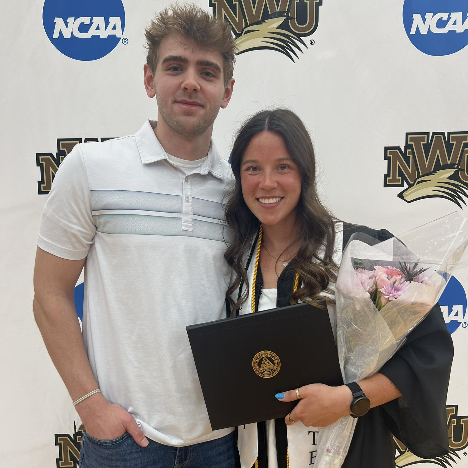 Natalie Graduated college, and Conner made it after a night shift just to watch her walk at graduation!