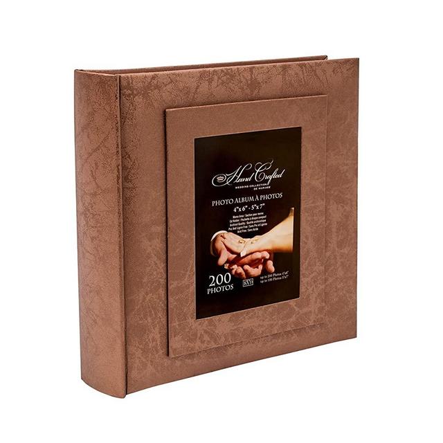 KVD Albums Wedding Photo Album, Fits 200 “4X6”/100 “5X7 Photos, with Window Frame Cover,Copper