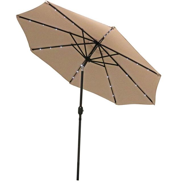 Sunnydaze Decor 9-Foot Octagon Solar LED Patio Umbrella in Beige