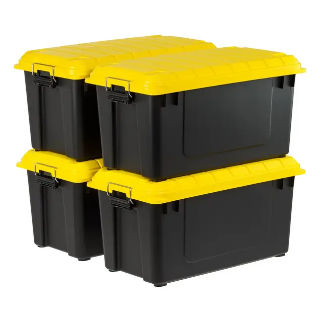IRIS USA 4Pack 82qt/20gal WeatherPro™ Storage Utility Tote Container Box, For garage, Yellow