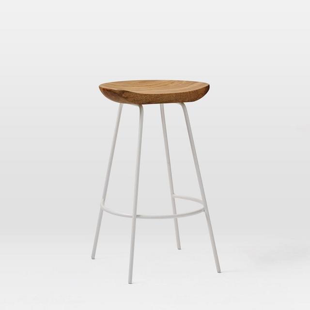 Alden Wood Counter Stool, Wood, Raw Mango, Whitewashed