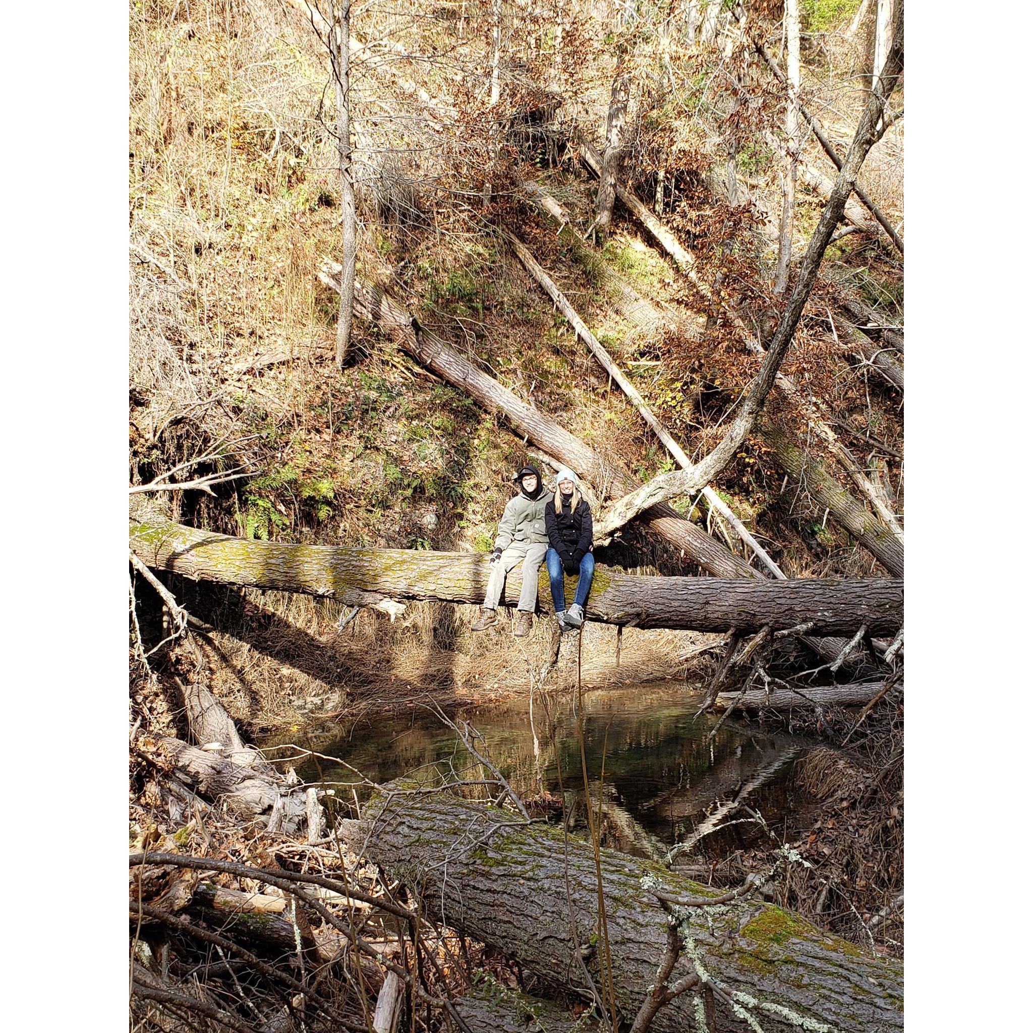 Hiking somewhere in the Poconos.
