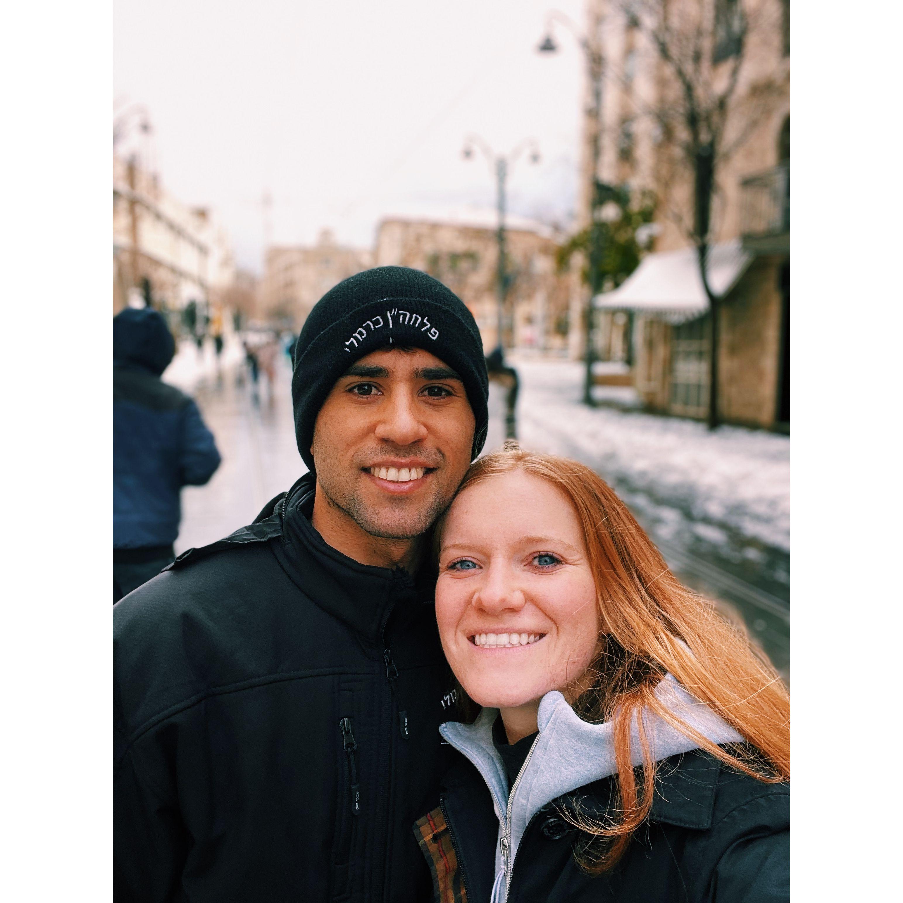 Experiencing snow in Jerusalem.