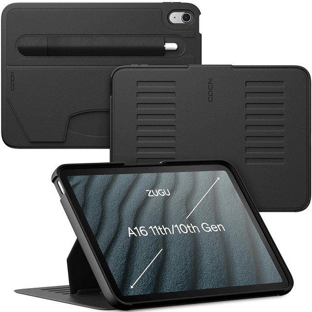 ZUGU CASE for iPad A16 11th Generation 11 Inch (2025), 10th Gen 10.9 Inch (2022) Magnetic Stand & Sleep/Wake Cover, Model #s A3354, A3355, A3356, A2696, A2757, A2777, Stealth Black