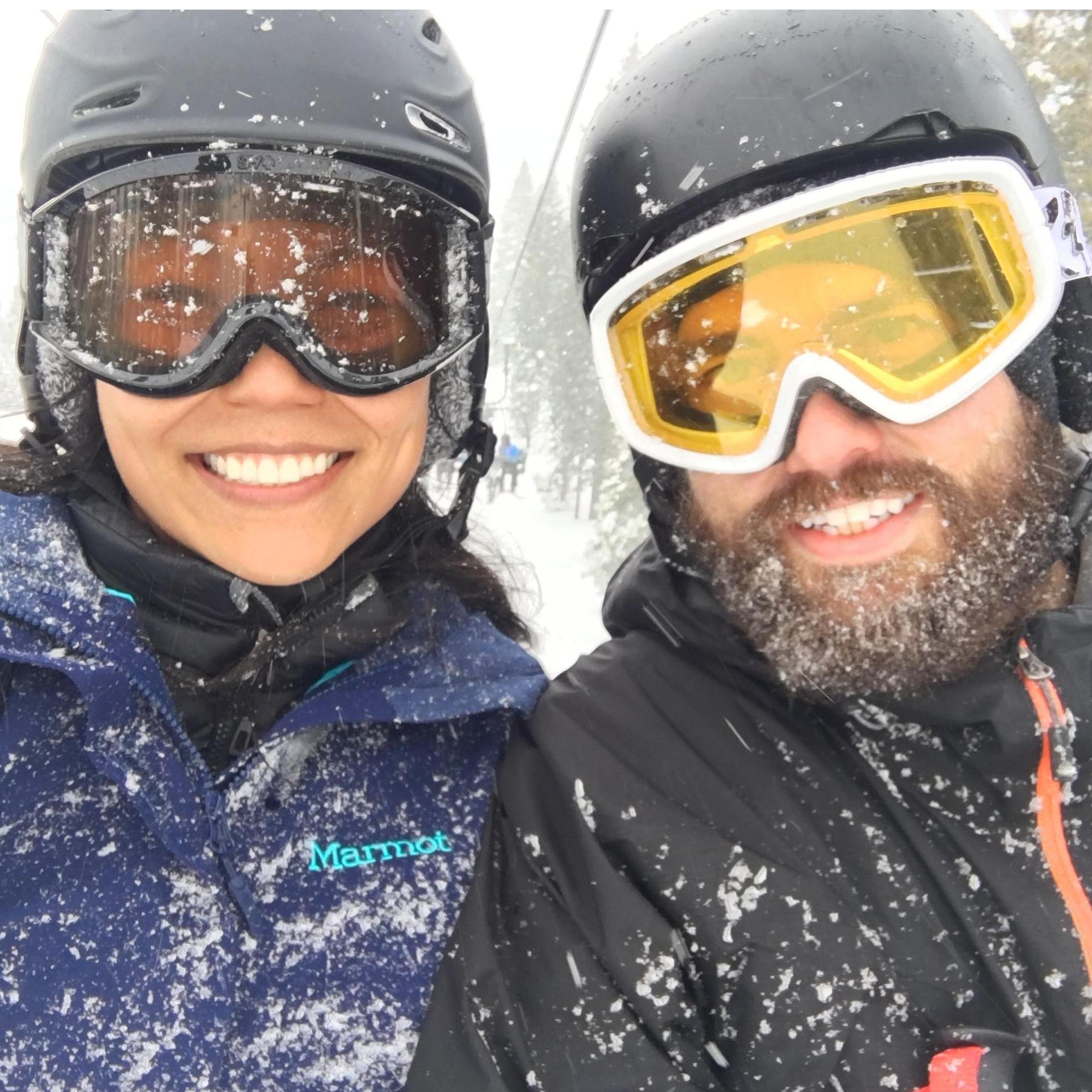 Teaching Chan how to ski in Lake Tahoe!