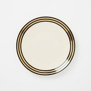 Fishs Eddy Side Plate, Black + Gold Thick Striped Band