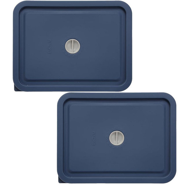 Replacement Lids for Pyrex 7211-PC 6 Cup Rectangle, Silicone Storage Cover Lid for Glass Bowl 2 Pack with Date Mark Dark blue
