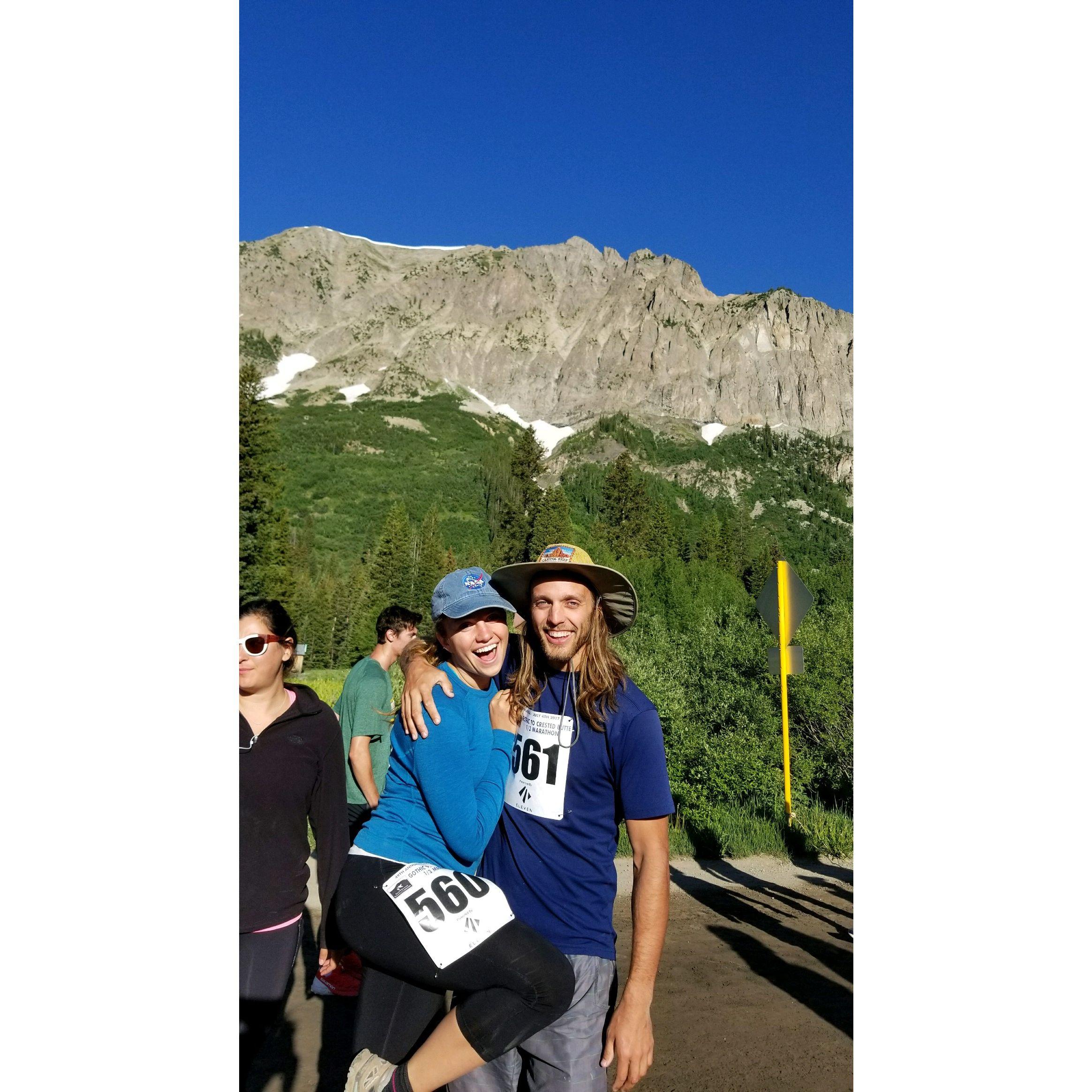 Weeks into dating, we ran a 1/3 marathon in Crested Butte!
