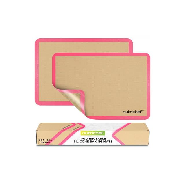 Nutrichef 2 - Pc Silicone Baking Mats - Brown & Pink