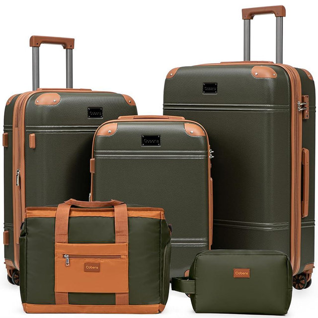 Cobens Expandable Luggage Sets 5 Piece with Detachable Spinner Wheels and TSA Lock,ABS Hard Case Suitcases with Wheels,Carry On Luggage Set