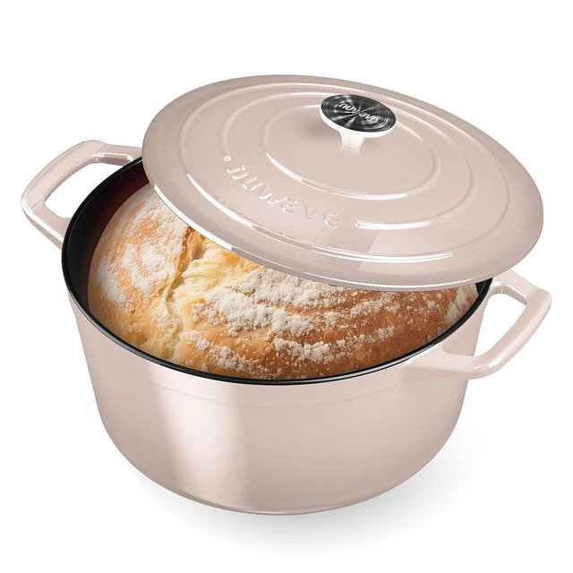 Nuwave 6QT Healthy Enameled Cast Iron Dutch Oven Pot with Lid, Heavy Duty 7-Layer Enamel, Enhanced Rust Protection, Dual Handles, Oven Safe to 500°F for Sourdough Bread Baking, Braise, Stew, Roast