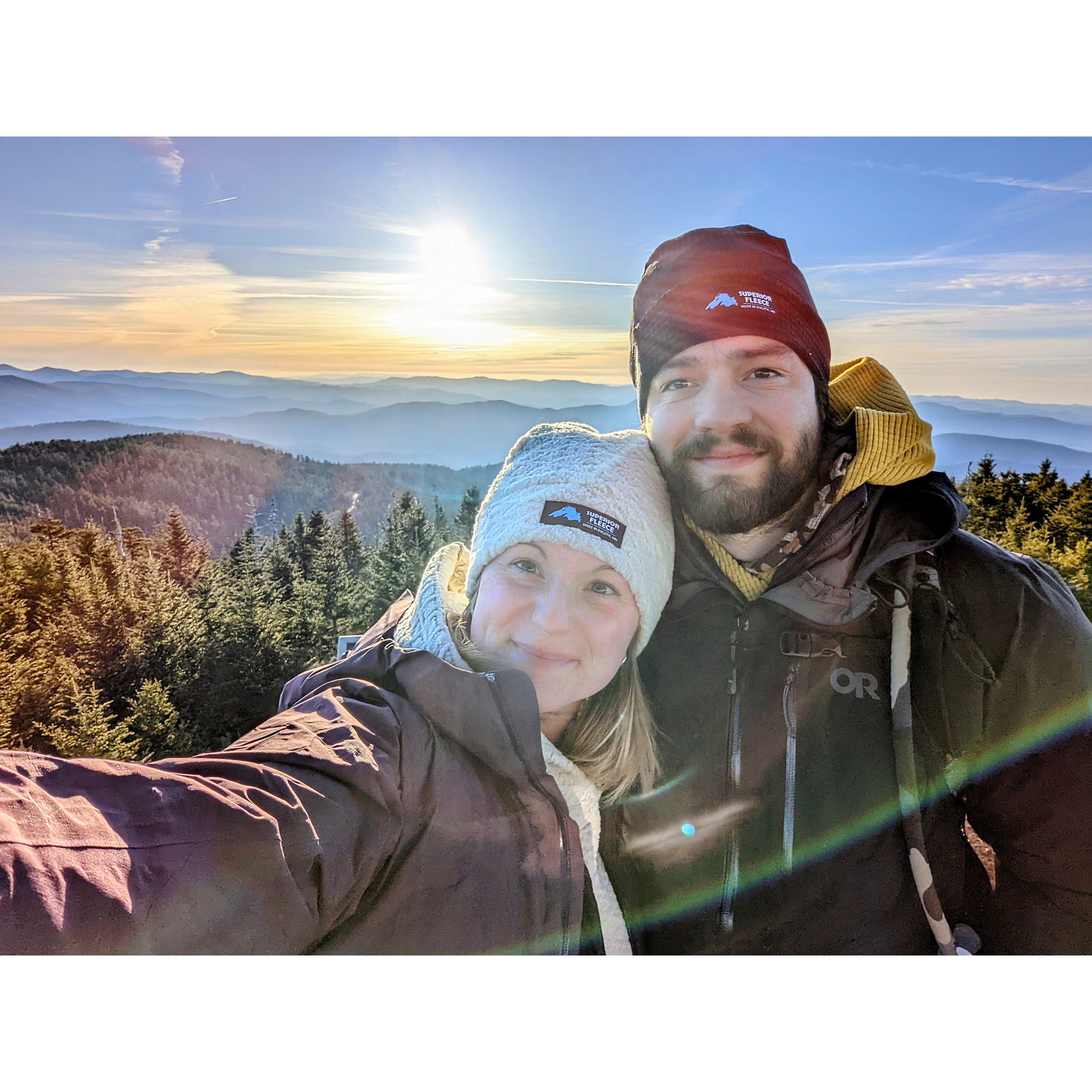 At the top of the Clingmans Dome in the Smoky Mountains