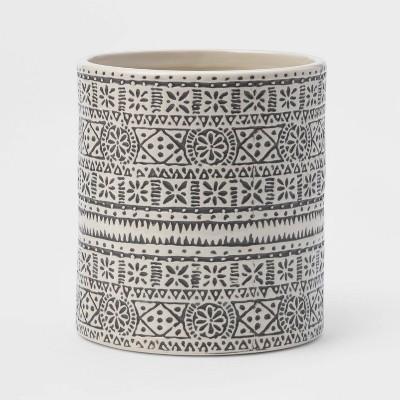 Stoneware Genesis Stripe Utensil Holder White/Gray - Threshold™