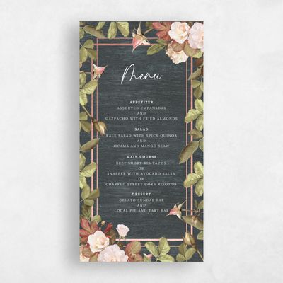 Gray Wood, Grey Wedding Menu - Quintana