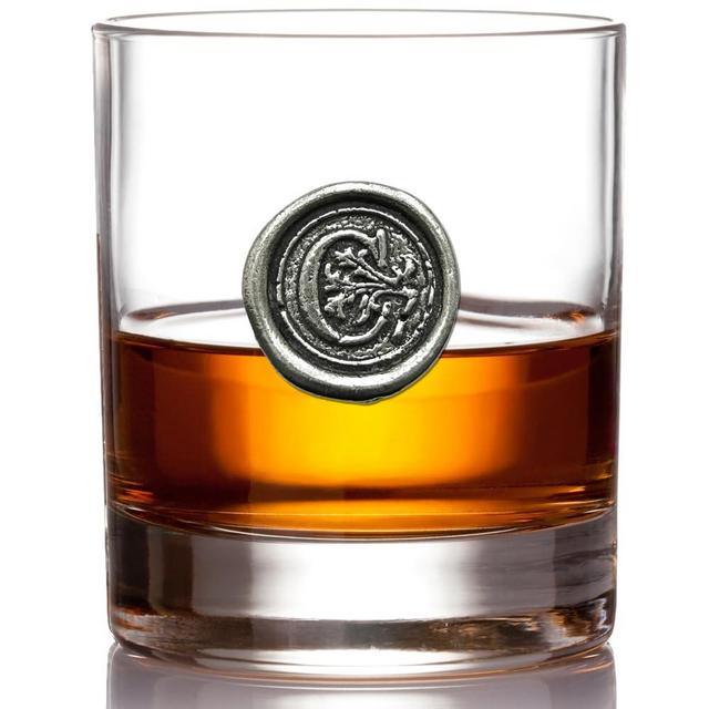 English Pewter Company 11oz Old Fashioned Whiskey Rocks Glass With Monogram Initial - Unique Gifts For Men - Personalized Gifts With Your Choice of Initial (C) MON103