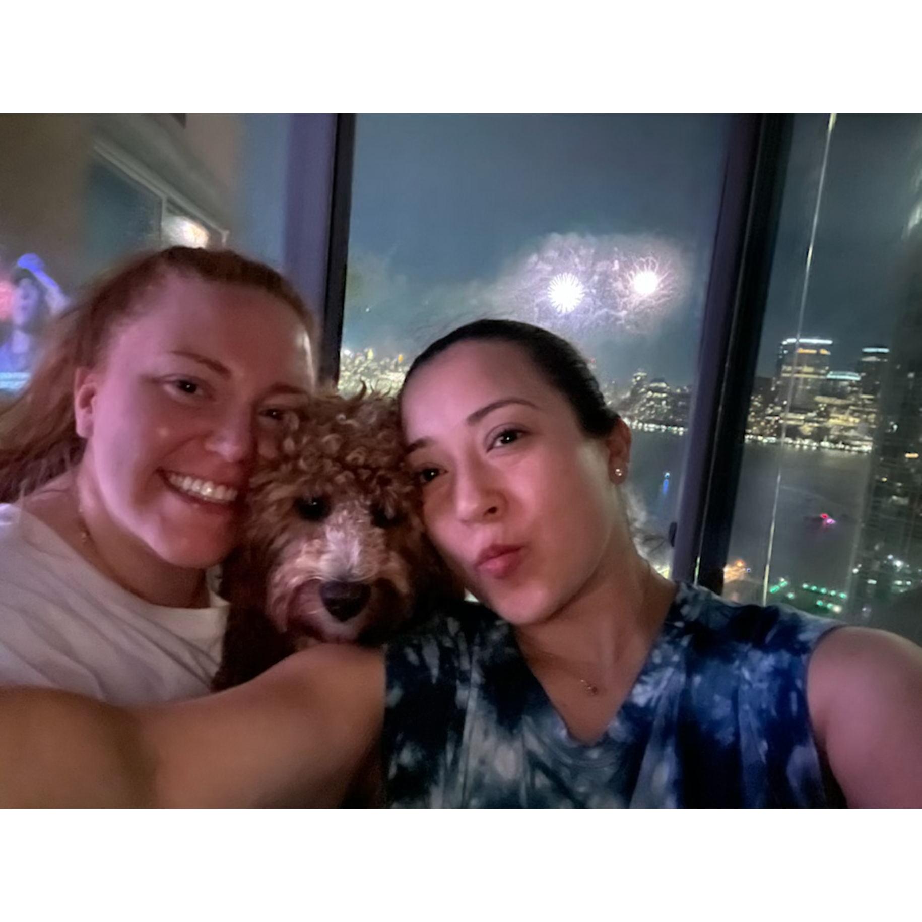 July 2022: Watching the Macy's fireworks in our apartment on July 4th