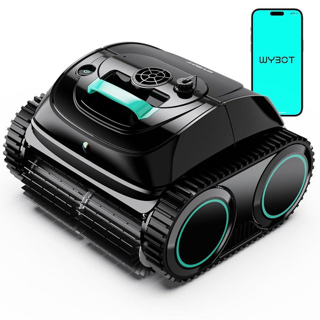WYBOT C1 Cordless Robotic Pool Vacuum for Inground Pools, Above Ground Pool Cleaner 4-in-1 Wall & Waterline Cleaning Up to 1,614sq.ft, 150mins Smart Navigation, App Support (Forest Green & Black)