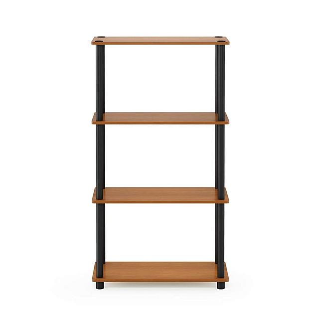 Furinno (99557LC/BK) Turn-N-Tube 4-Tier Multipurpose Shelf Display Rack - Light Cherry/Black